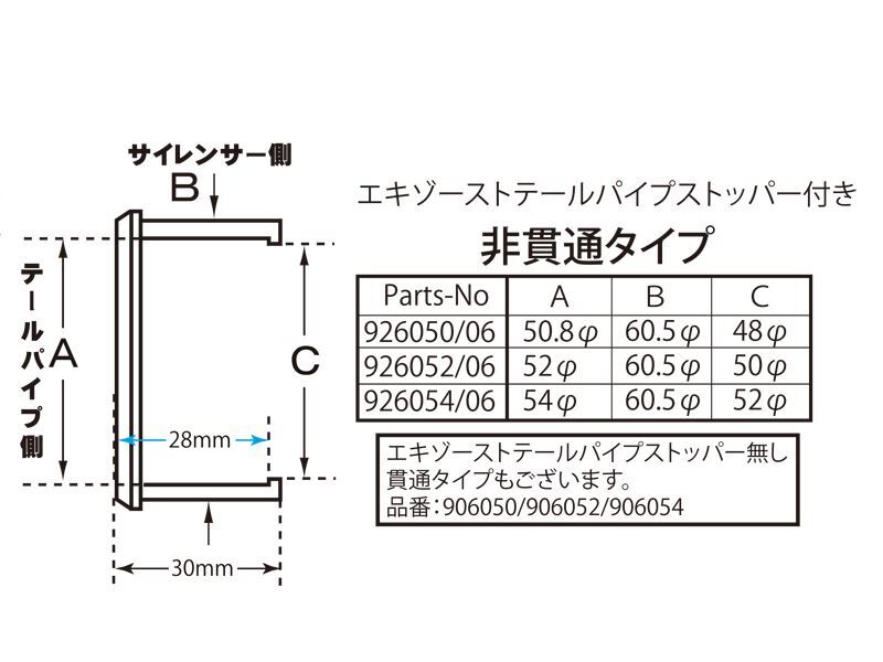 ポッシュフェイス 926054-06 サイレンサー変換アダプター ブラック 54mm タイプ2 バイク_画像3