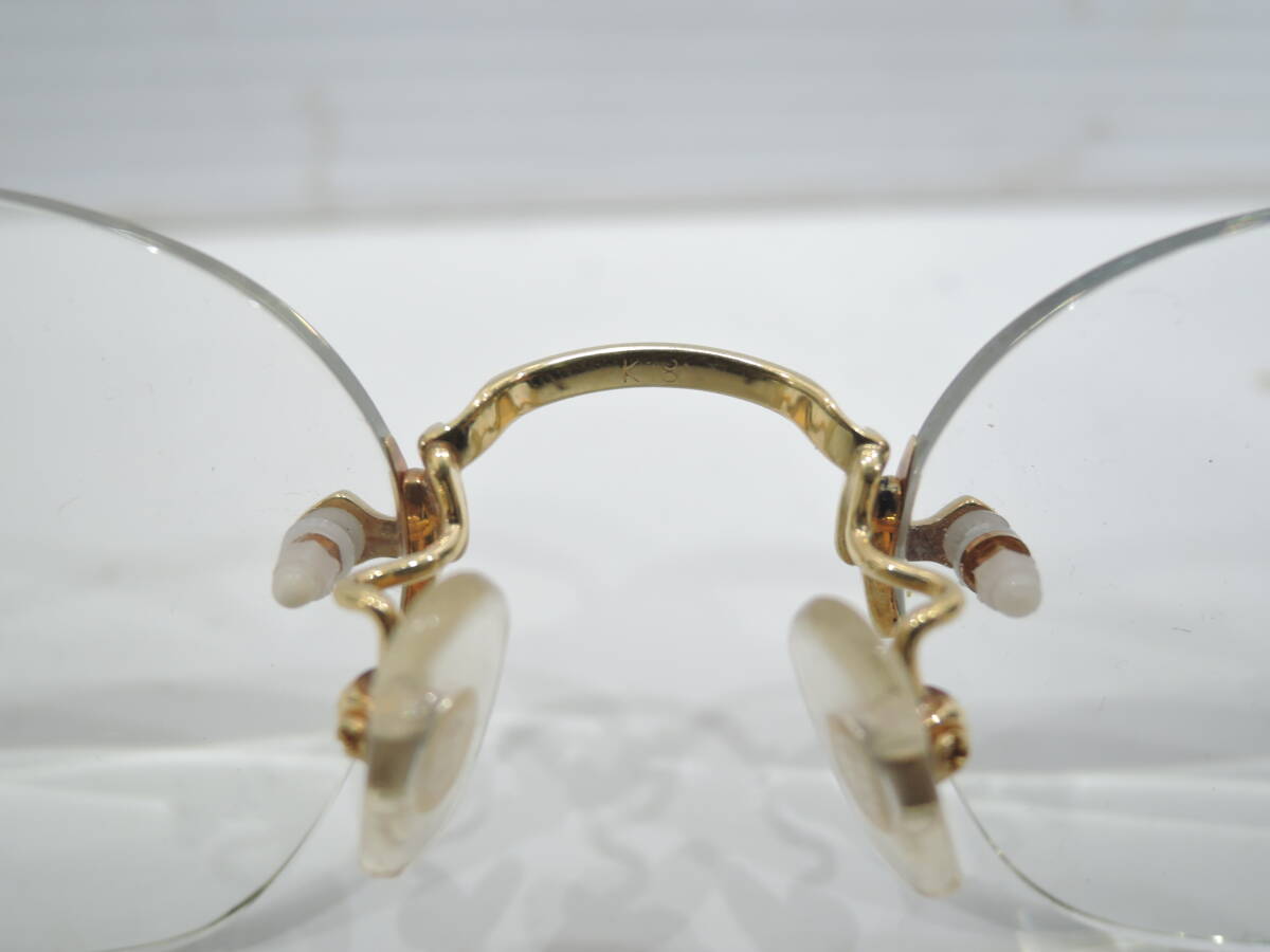  glasses frame gold 18 18K stamp equipped weight approximately 24.73g lens included Junk A3537