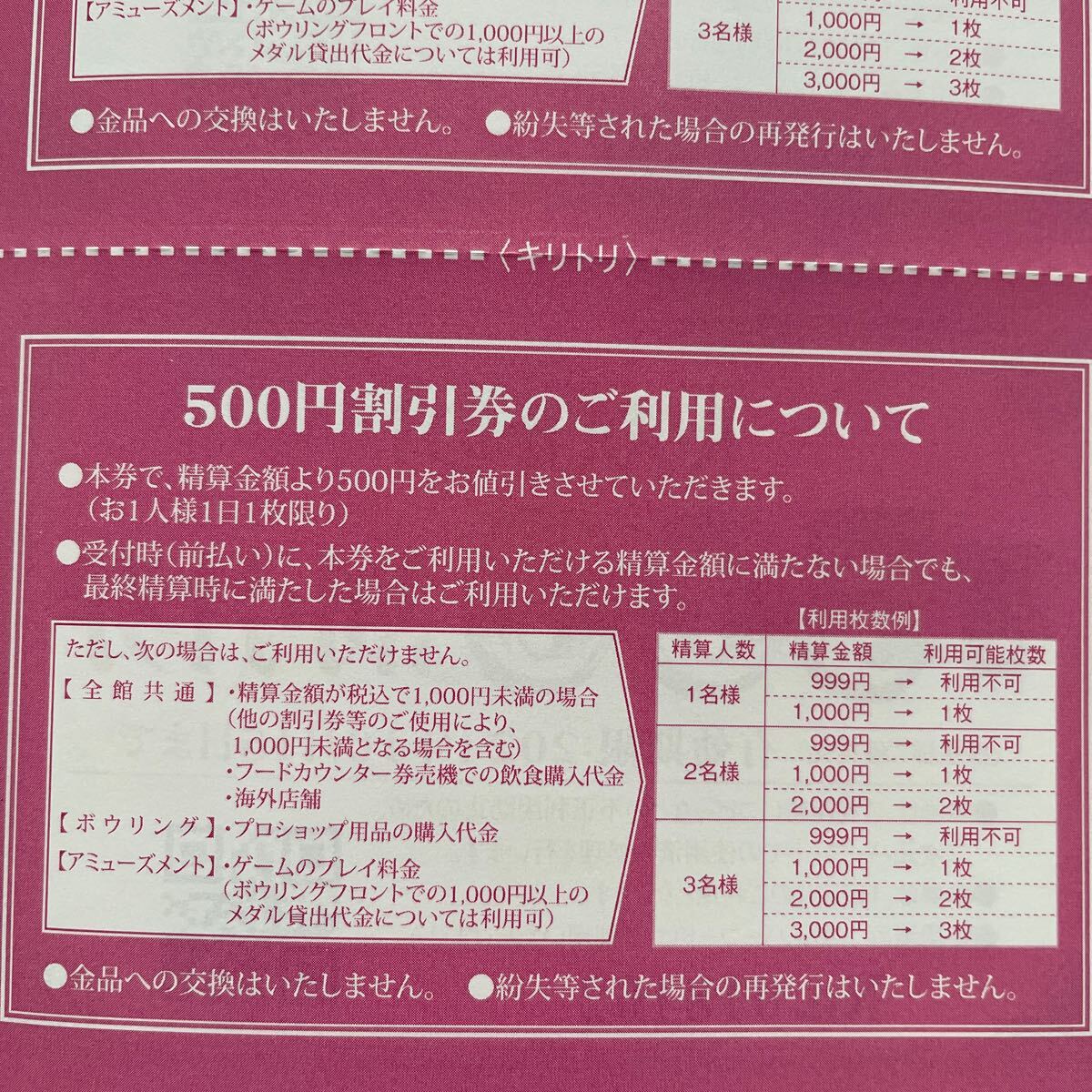 ラウンドワンROUND1★株主優待品★500円割引券★クラブ会員入会券★健康ボウリング教室・レッスン優待券★2シート★有効期限2024年10月15日の画像3