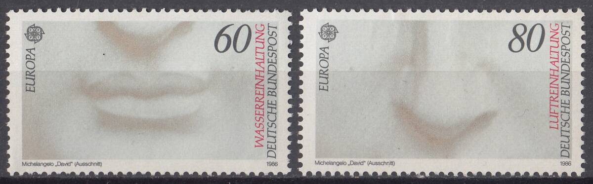 1986年西ドイツ ヨーロッパ切手(口,鼻)2種 60pf, 80pfの画像1