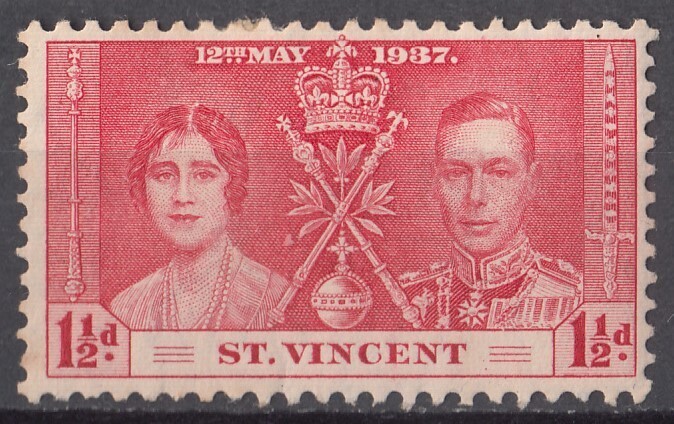 1937年英国領(ST.VINCENT)ジョージ6世戴冠式 1-1/2d.の画像1