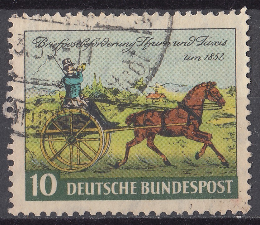 1952年西ドイツ トゥルン・ウント・タクシス切手100年　10pf_画像1