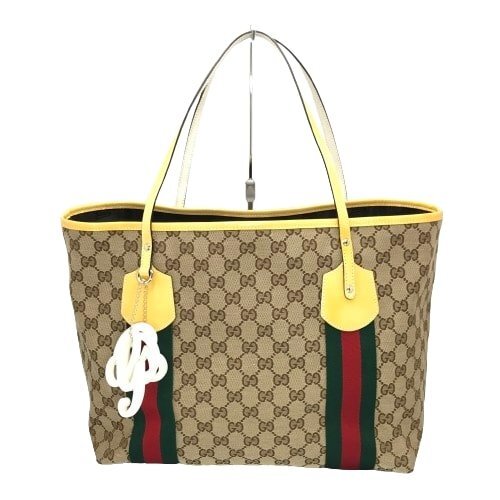 GUCCI グッチ　GGキャンバス ウェビング シェリー ライン トートバッグ ハンドバッグ 211970 チャーム・保存袋付き　fe ABK_画像1