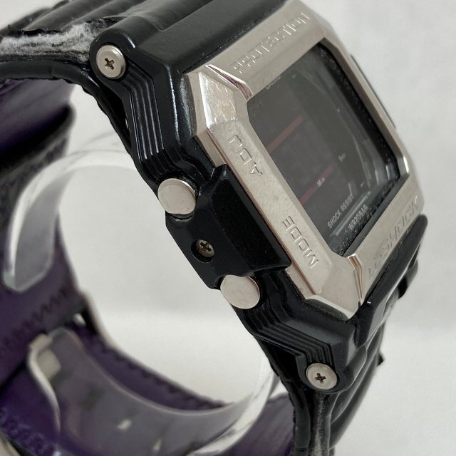 電池交換済※CASIO カシオ G-SHOCK 腕時計 デジタル レザーベルト G-7800L ブラック×パープル MB YN ABA1_画像3