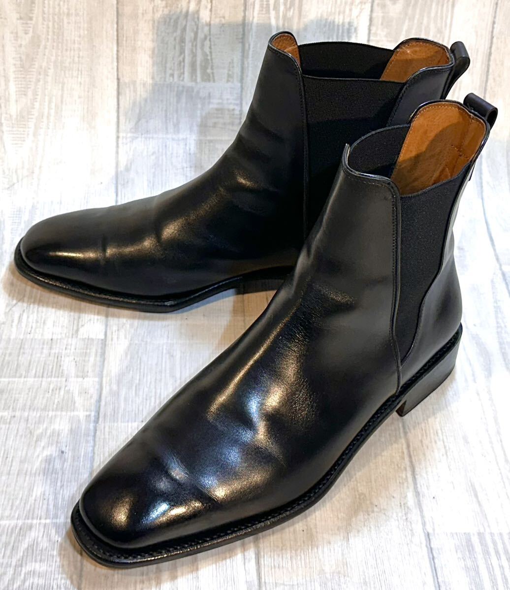 Salvatore Ferragamo フェラガモ◆26.5cm 8.5 2E◆サイドゴアブーツ チェルシーブーツ 革靴 ビジネスシューズ レザー 靴 ITALY製 メンズ 黒_画像1