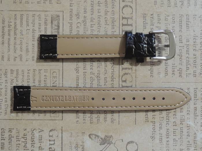 幅１７mm 色 黒 クロコダイル押し 腕時計ベルト 『上級』の画像2