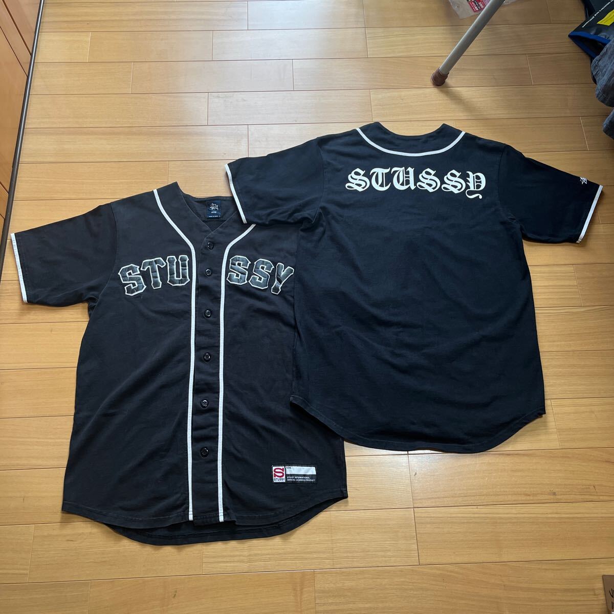 ステューシー STUSSY ベースボールシャツ 黒 サイズM 2枚セット 送料無料の画像1