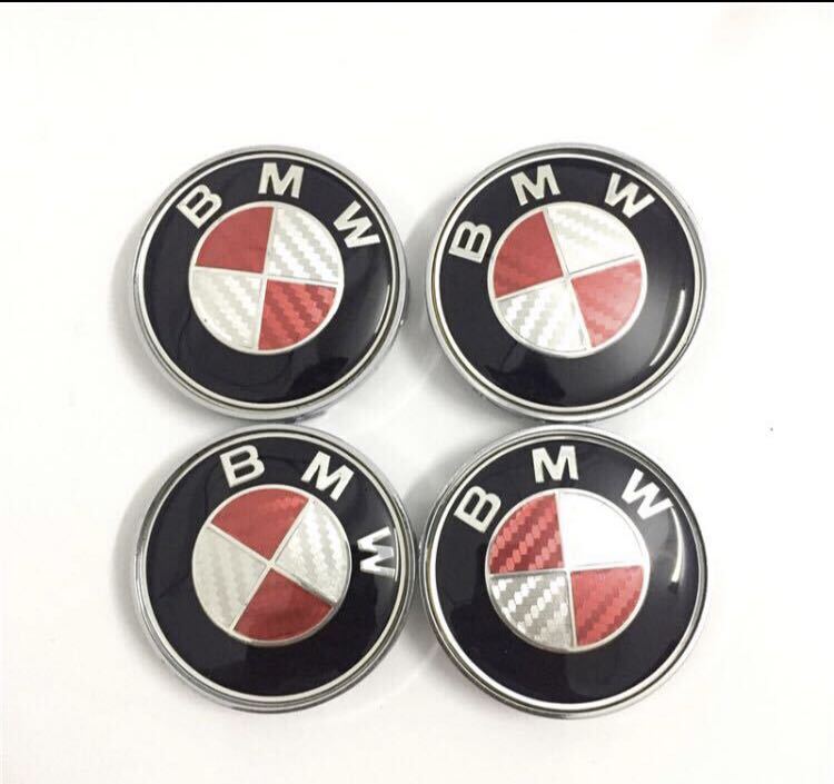 BMW ホイールセンターキャップ カーボン赤色 68mm_画像1