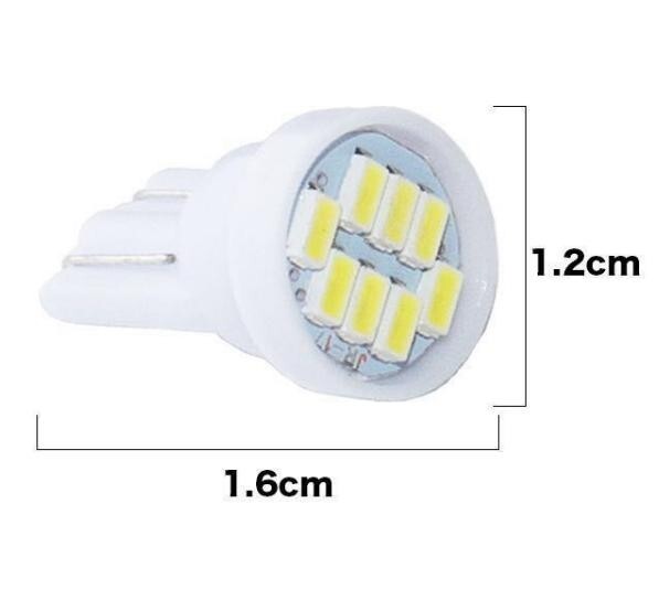 T10 T16 LEDバルブ ウェッジ球 ルームランプ 12V 8SMD 8連 1206 高輝度 ホワイト 白 ナンバー灯 10個 送料無料 La19の画像2