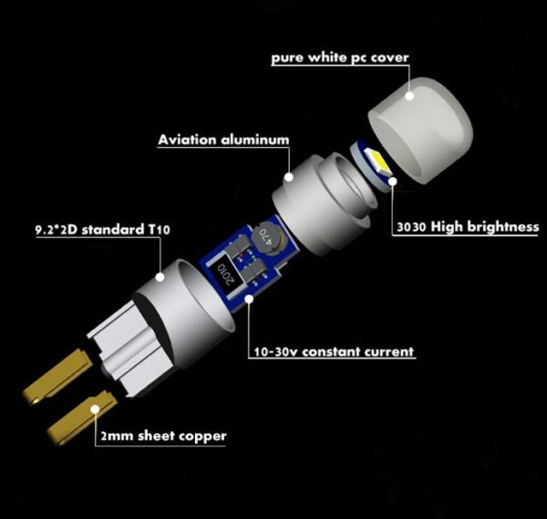 T10 LED バルブ 拡散 純白 ウェッジ ルームランプ ポジション ホワイト 上品 12v 無極性 6000K ナンバー灯 2個 セット 白 La26の画像4