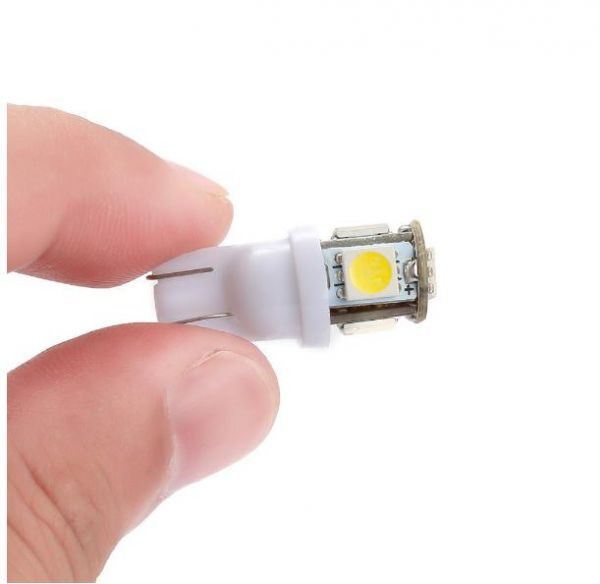 T10 T16 LED バルブ ウェッジ ルームランプ 5SMD 5連 10個 5050 ウェッジ球 12V 高輝度 ホワイト 白 ナンバー灯 新品 送料無料 La18の画像2