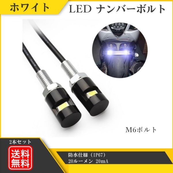 LED ボルト ナンバーボルトLED ナンバー灯 ナンバーライト ライセンスプレート灯 汎用 白 ホワイト テールライト 2個 セット Y20228Uの画像1