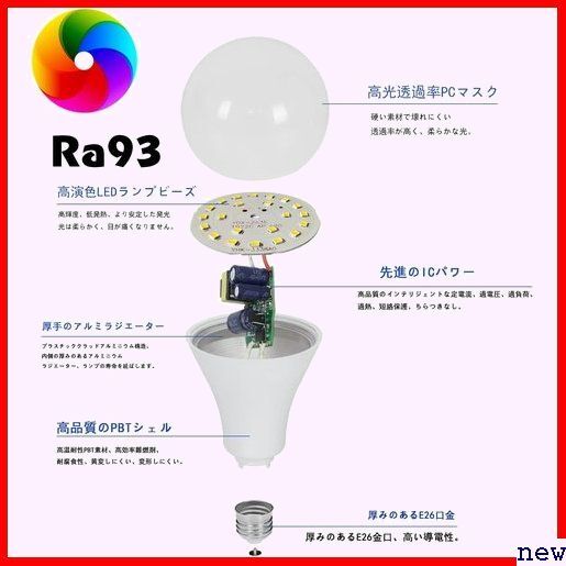 LED電球 6個入り 調光不可 断熱材施工器具対応 密閉形器具対応 昼光色 60W形相当 6.9W E26口金 480_画像5