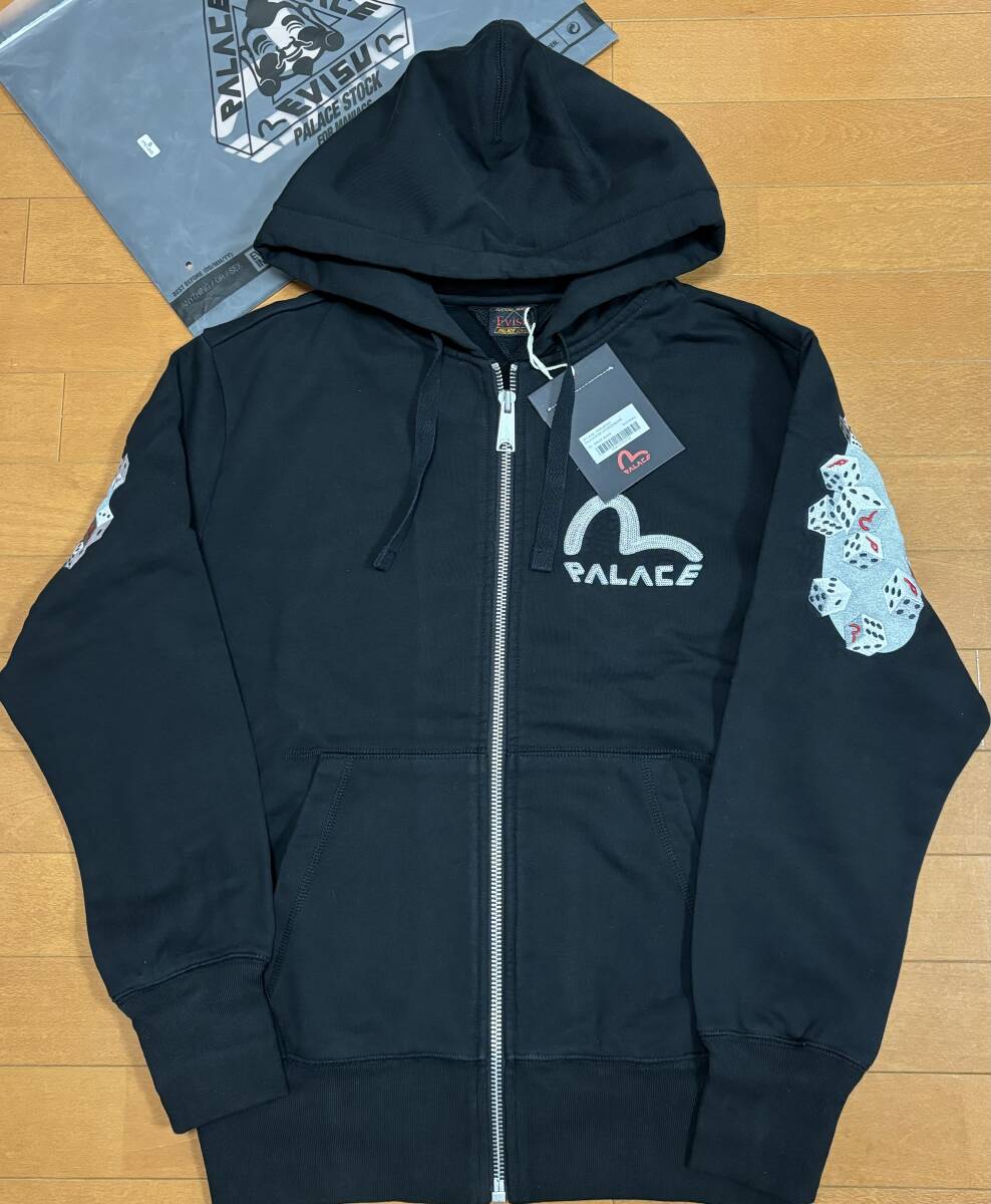 24ss 新品 PALACE×EVISU ZIP HOOD BLACK size S パレス_画像1