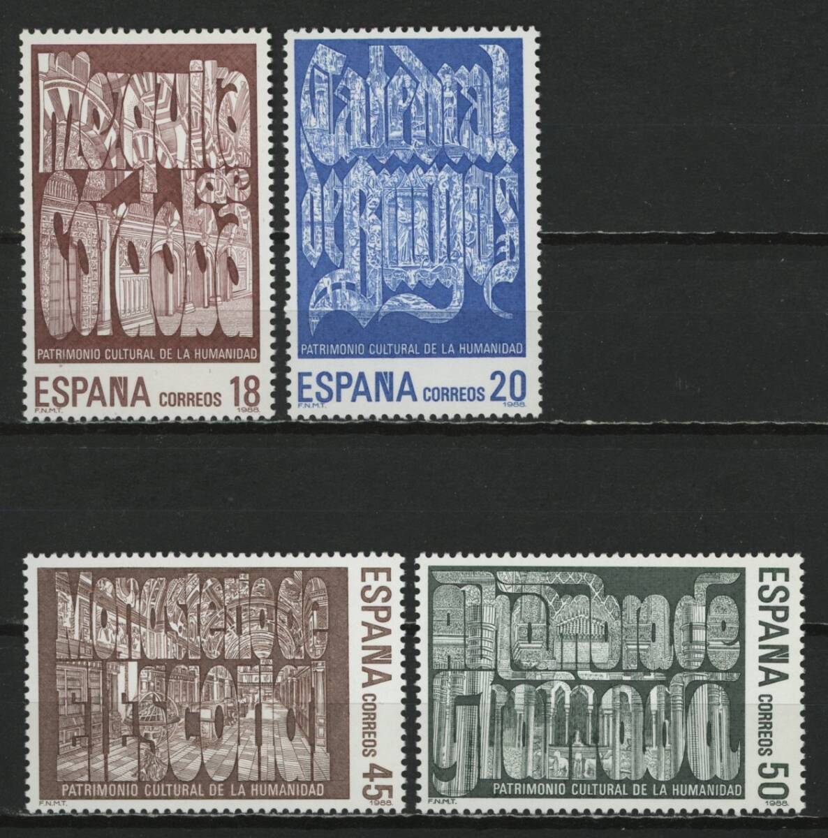 ∞スペイン　1988年　文化遺産　SC#2583~86　未使用NH　4種完_画像1