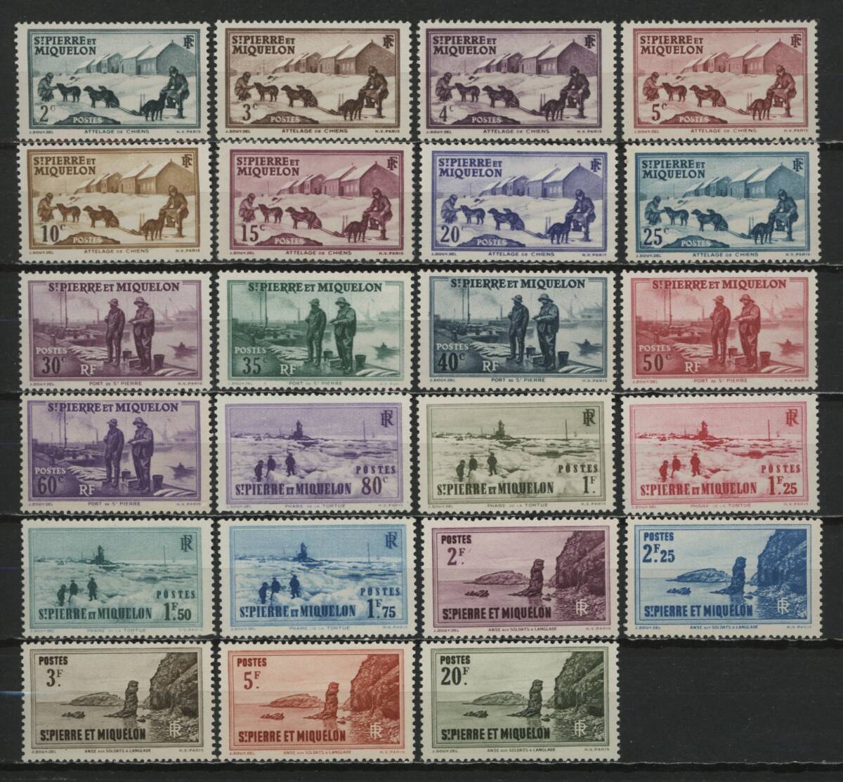 ∞サンピエール・ミクロン　1938年　普通切手　SC#172~204から　未使用NH　23種_画像1