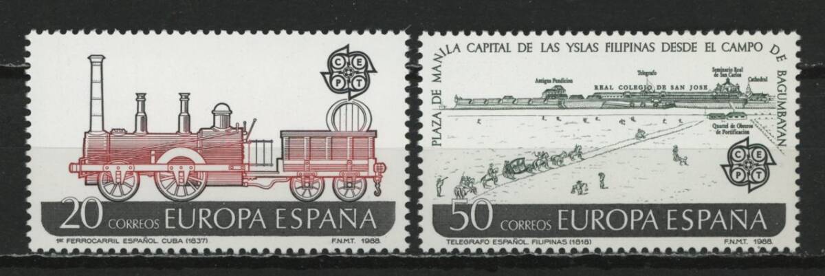 ∞スペイン 1988年 ＜ヨーロッパ＞切手 SC#2555~56 未使用NH 2種完の画像1