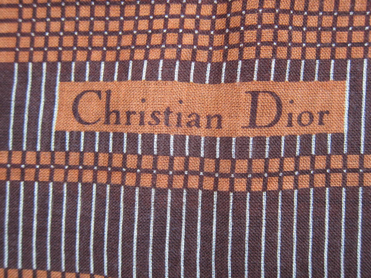 ヴィンテージDior茶系正方形スカーフ86×86㎝美品Christian Dior_画像6