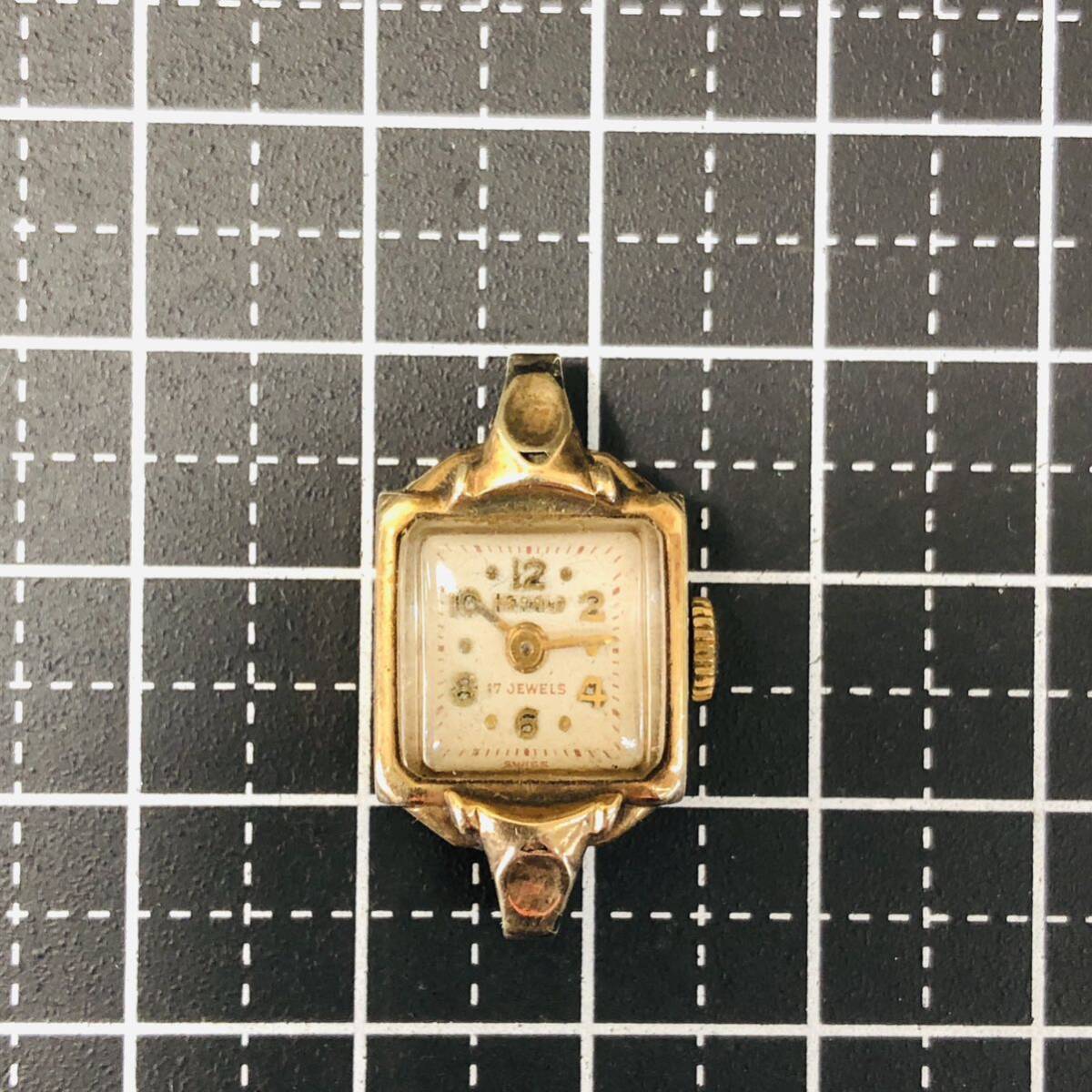 813☆ 機械式 腕時計 手巻き 金無垢 14KT スイス製　　2針 稼働品 HERALD AUREOLE WATCH CO. レディース スモセコ