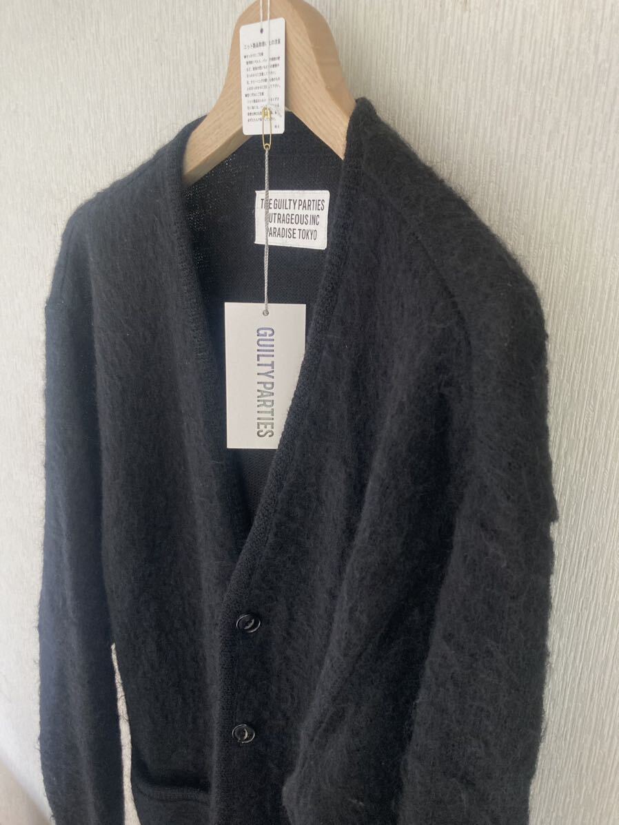 M WACKO MARIA 22SS MOHAIR KNIT CARDIGAN BLACK 紙タグ付 美品22SS-WMK-KN04 ワコマリア モヘア ニット カーディガン 黒 シャツ Tim Lehi_画像4