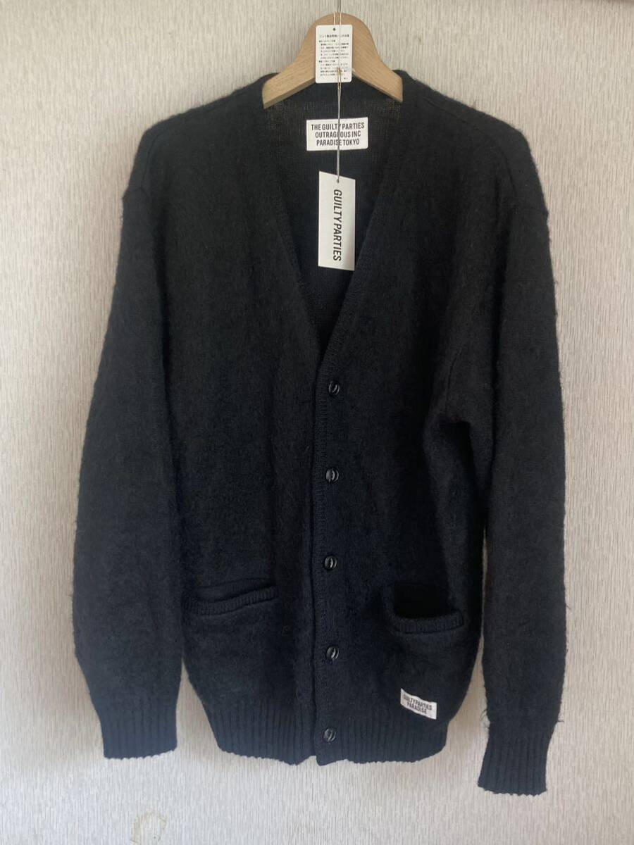 M WACKO MARIA 22SS MOHAIR KNIT CARDIGAN BLACK 紙タグ付 美品22SS-WMK-KN04 ワコマリア モヘア ニット カーディガン 黒 シャツ Tim Lehi_画像2