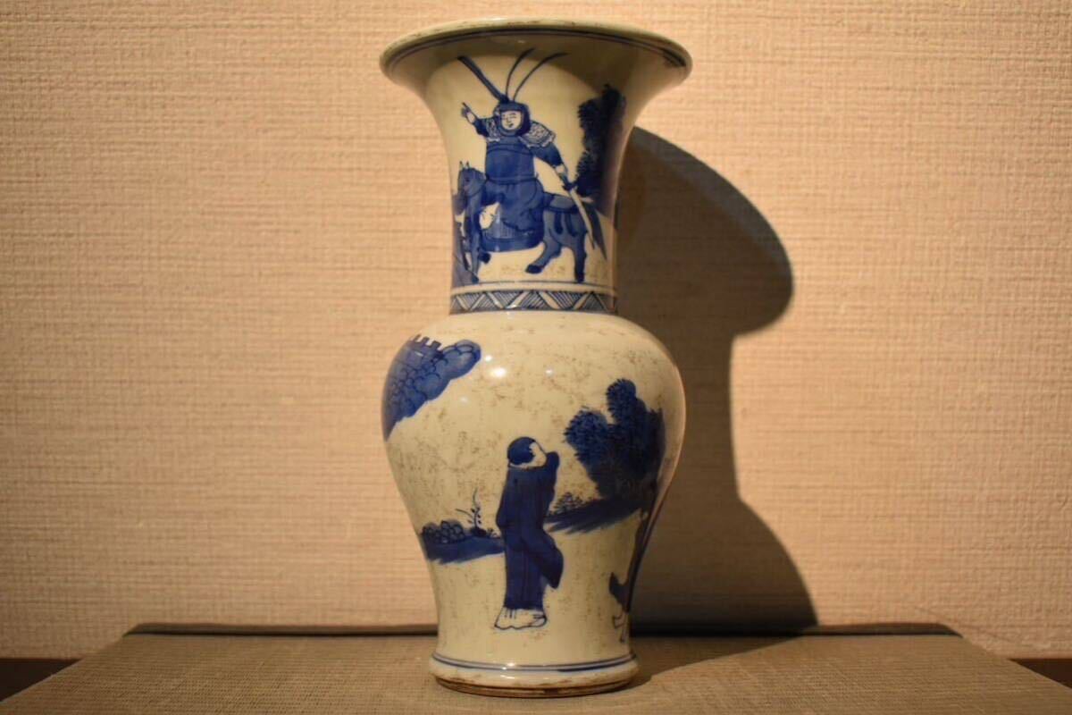 【GE】M275【コレクター所蔵品】時代 青花人物図花瓶 /中国古玩 中国美術 骨董品 時代品 美術品 古美術品の画像2