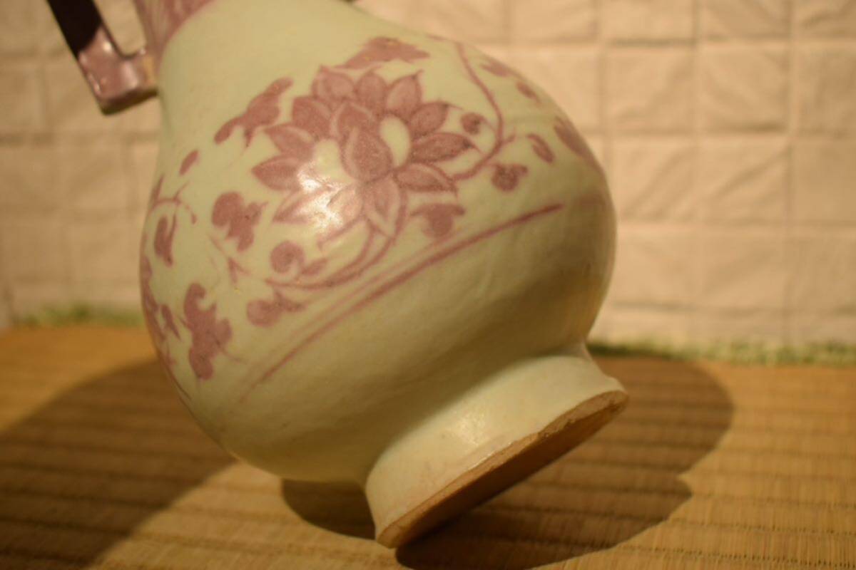 【GE】Y416【コレクター所蔵品】時代 釉裏紅双耳瓶 /中国古玩 中国美術 骨董品 時代品 美術品 古美術品の画像9