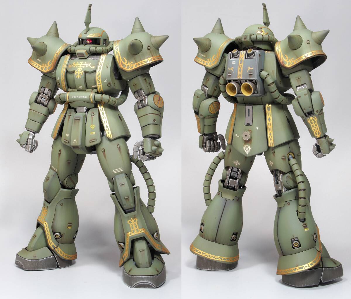 【MG 1/100 MS-06F ドズル・ザビ中将専用 ザクⅡ 戦場風 改修塗装完成品】の画像3