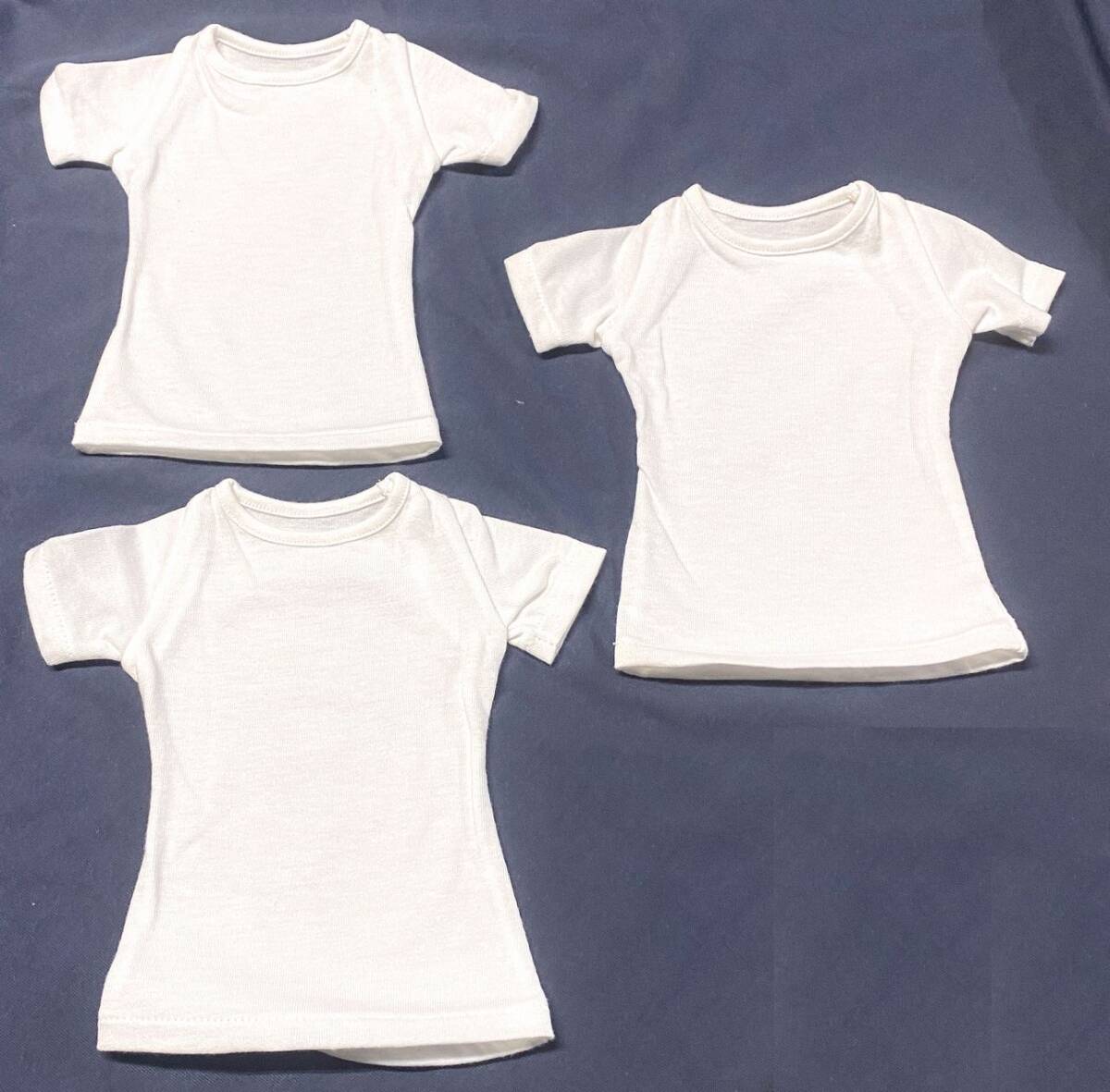 DD/DY/スマド等 50-60cm級ドール用 白Tシャツ３枚セット プリント追加用にどうぞの画像4
