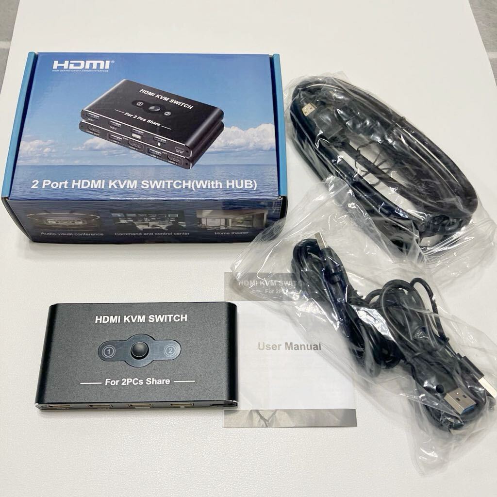 KVMスイッチ HDMI 2入力1出力 Movcle KVM USB 切替器 パソコン2台キーボード/マウス/ディスプレイ1台共有できる切り替え器 4K@60Hz映像出力の画像1