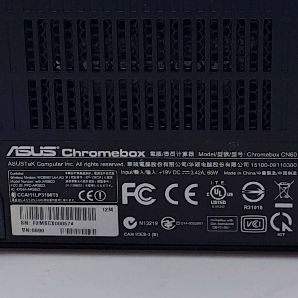 SD15 【ジャンク】ASUS CHROMEBOX CN62 ミニPC/パソコン スペック不明 現状品 動作未確認の画像7