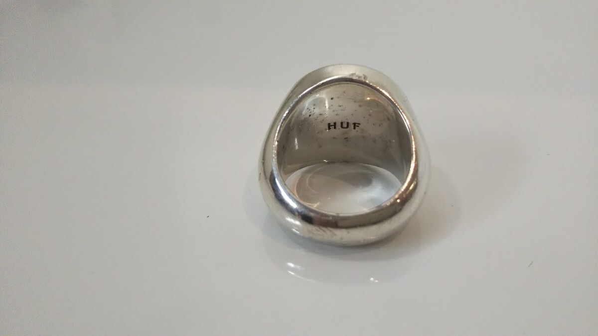 1566送料無料 HUF ハフ RING メンズ シルバー系カラー ロゴ 指輪 リング アクセサリー 約19号_画像4