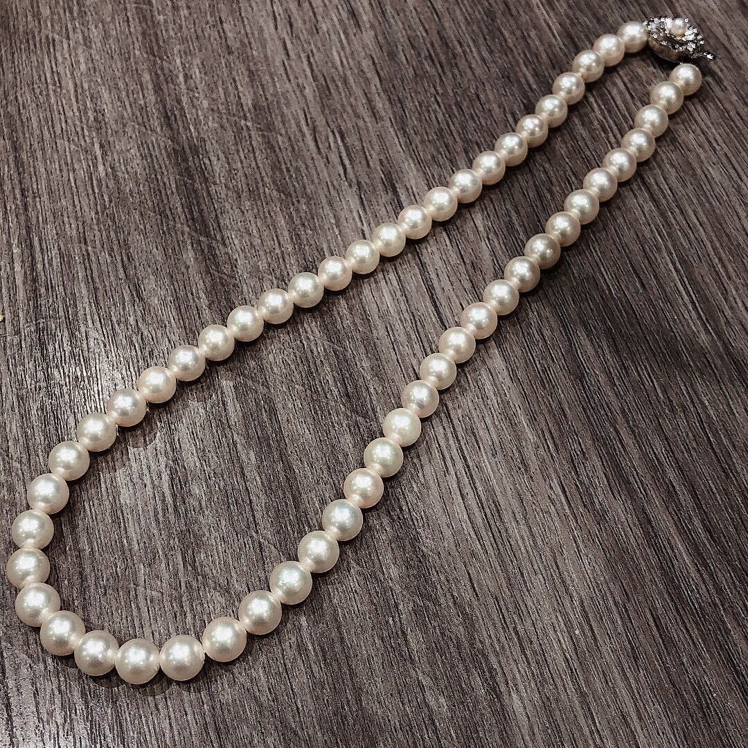 アコヤ真珠 あこや真珠 アコヤパール あこやパール 本真珠 ネックレス 約8mm珠 パールネックレス シルバー金具 SILVER金具の画像2