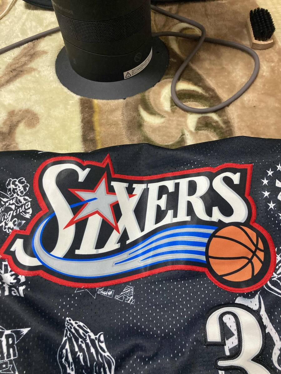 NBA/SIXERS/IVERSON/#3/アレン/アイバーソン/76ers/シクサーズ/ユニフォーム/ゲーム/ジャージ/刺繍/黒/L/Mitchell&Ness/ミッチェル&ネスの画像5