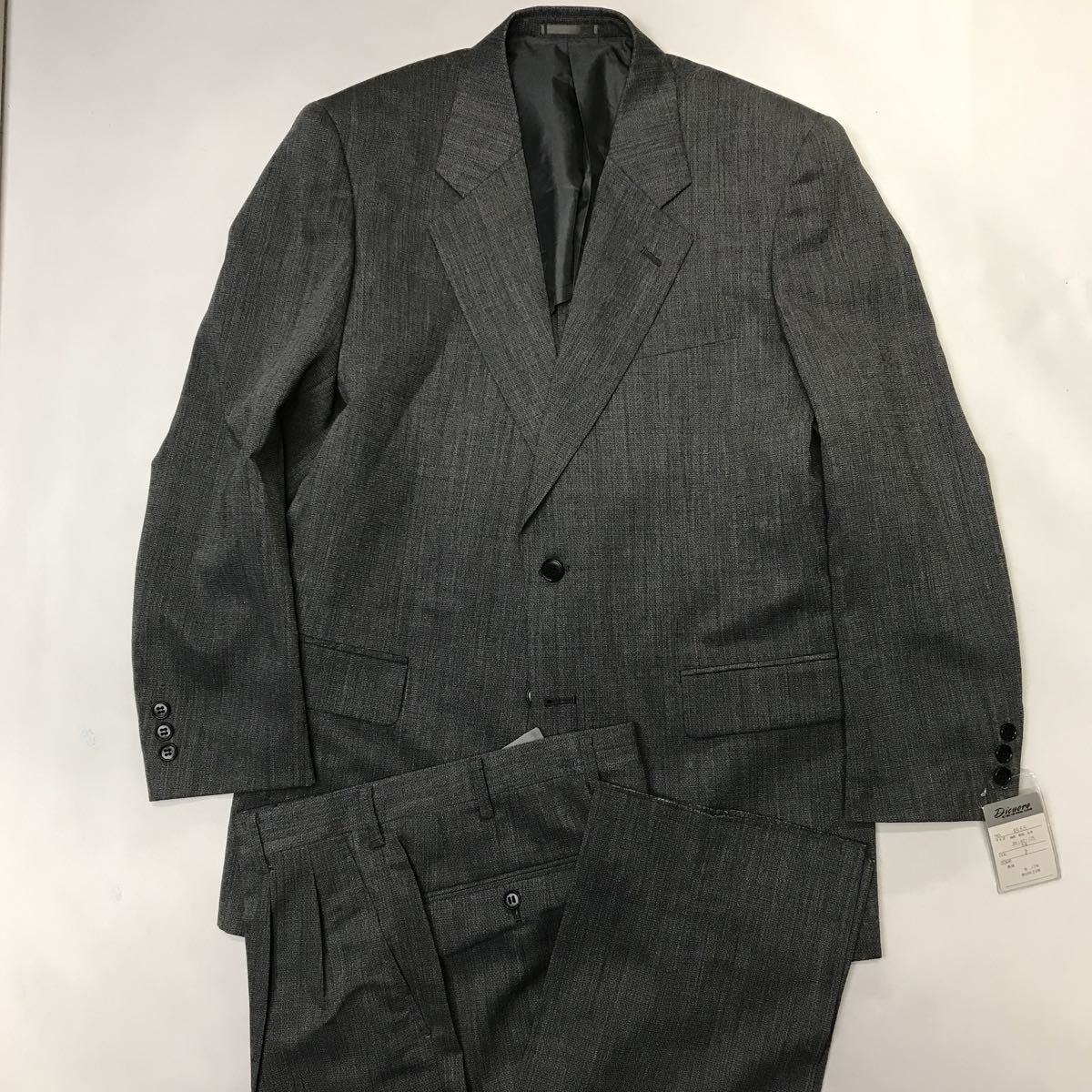 【新品】紳士服　背広　メンズスーツ　セットアップ/未使用　激安/A6 サイズL ウエスト82/ライトグレイ/センターベンツ 2タック