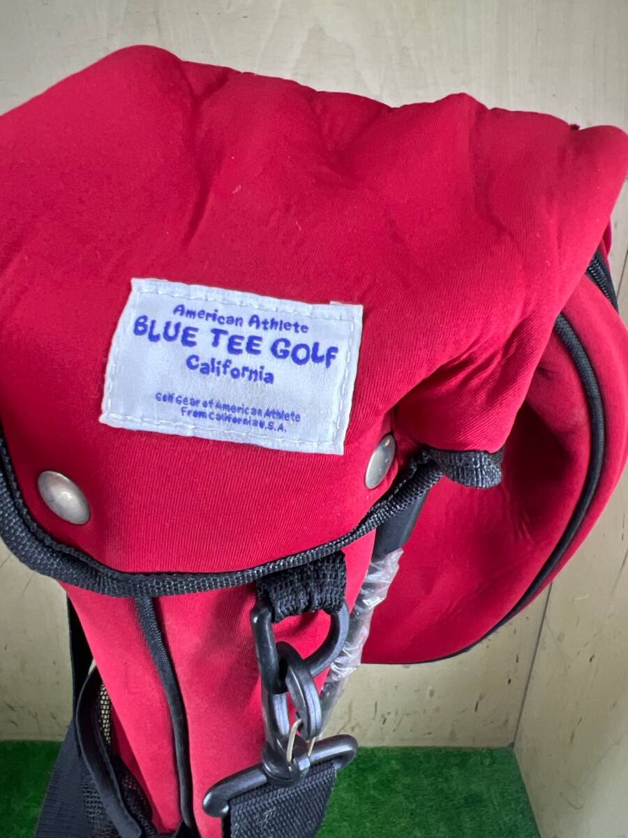 【セルフスタンドバッグ】BLUE　TEE　GOLF　2分割　クラブケース　ブルーティーゴルフ　フード付　赤色_画像6