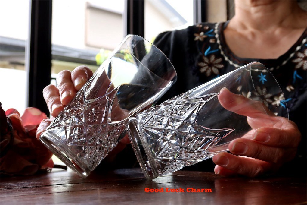 BACCARAT COLBERT コルベール 2本 14cm オールド バカラ クリスタルグラス ハイボールグラス タンブラー ウイスキー ロックグラスの画像6