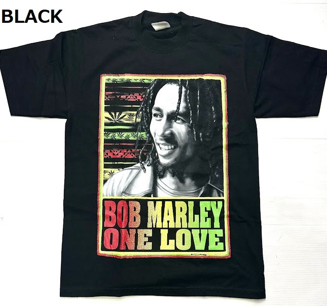 BI58)PRO TEAM ONE LOVE ボブマーリー BOB MARLEY プリント Tシャツ半袖/BLACK/LA/HIPHOP/M/大きいサイズ