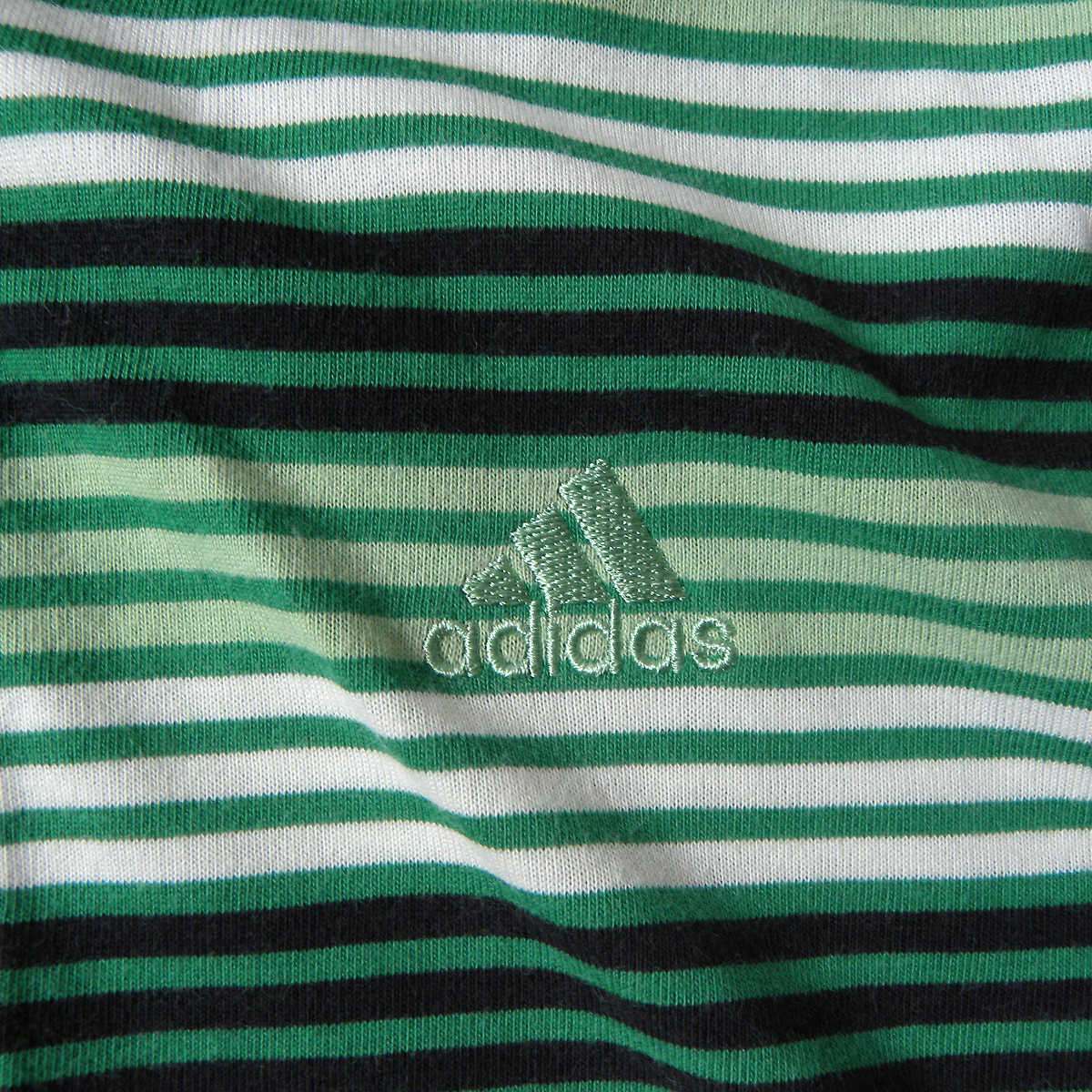 アディダス adidas TaylorMade CLIMALITE ロゴ刺繍 マルチボーダー柄ポロシャツ 半袖 ゴルフウェア L グリーン m0405-7の画像3