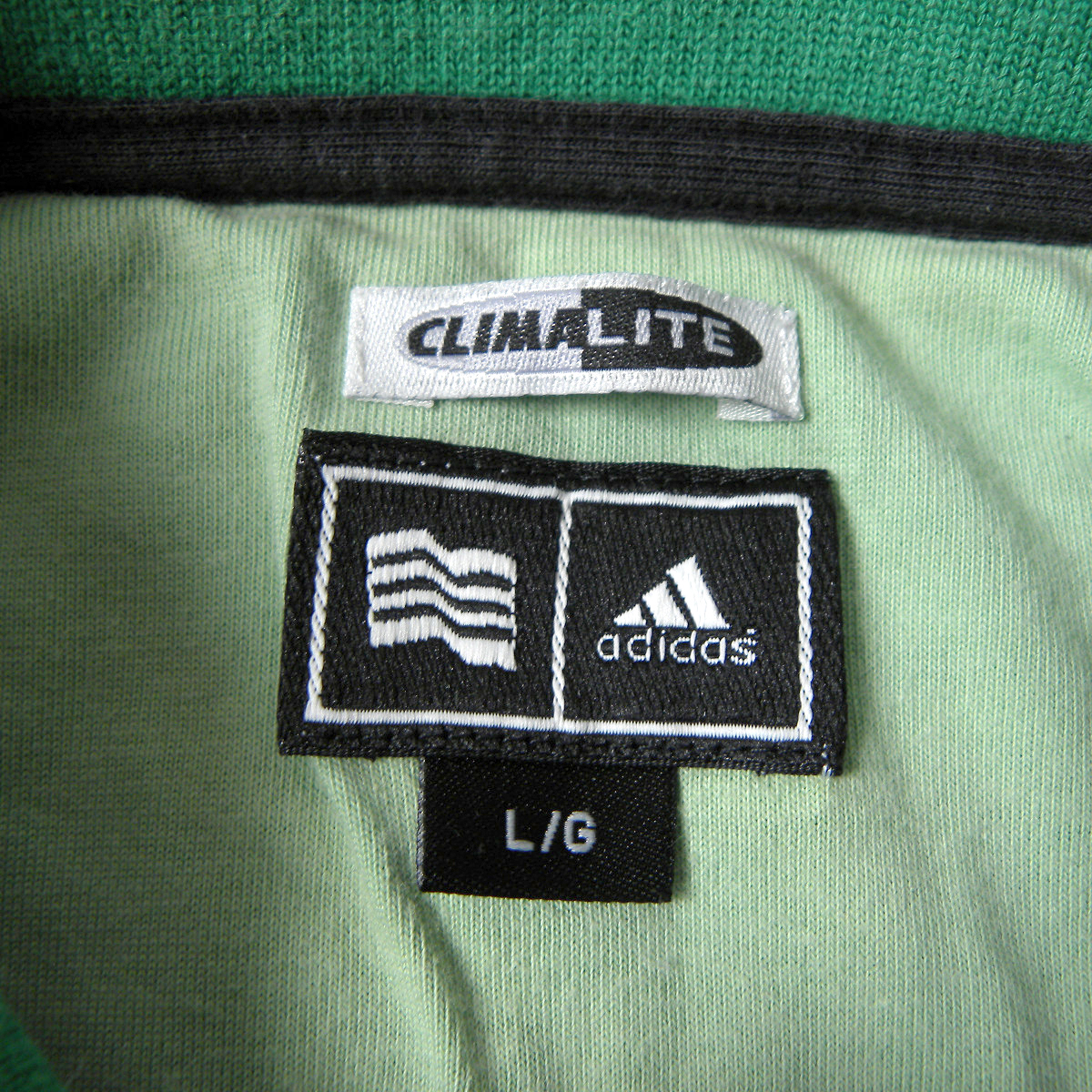 アディダス adidas TaylorMade CLIMALITE ロゴ刺繍 マルチボーダー柄ポロシャツ 半袖 ゴルフウェア L グリーン m0405-7の画像5