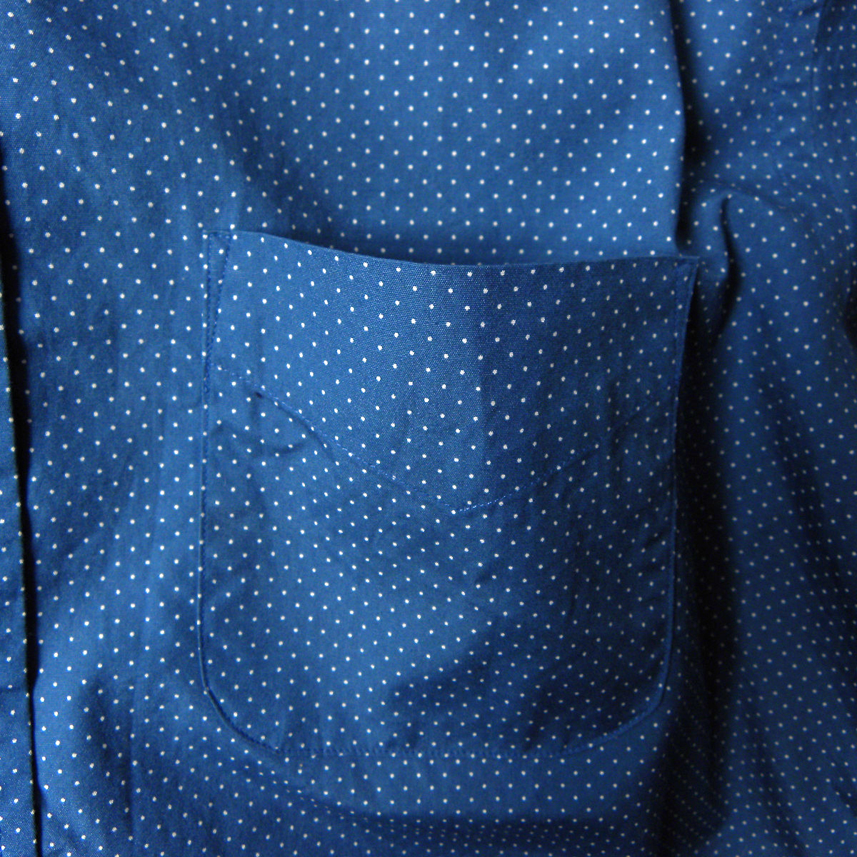 ユナイテッドアローズ BEAUTY＆YOUTH コットン100% ドット柄シャツ 半袖 防縮加工 L ブルー 手洗い可 日本製 m0410-12の画像4