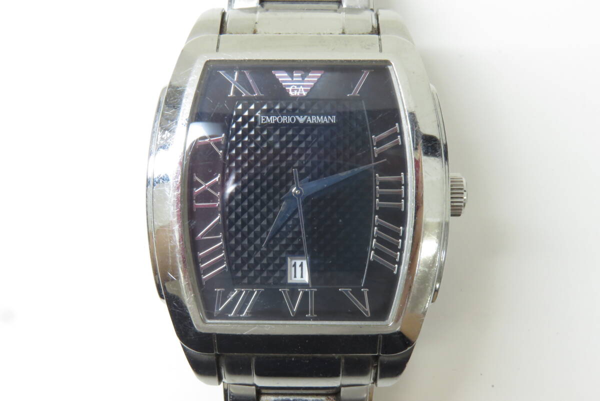 16244 新603-398　腕時計　アルマーニ　AR-0935　EMPORIO ARMANI　ブラック文字盤　デイト　アナログ　クォーツ　中古品　60_画像2