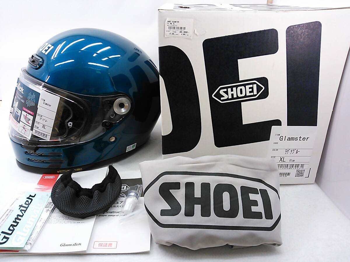 【送料無料】2021年製 SHOEI ショウエイ Glamster グラムスター ラグナブルー XLサイズ 元箱付き フルフェイスヘルメットの画像1