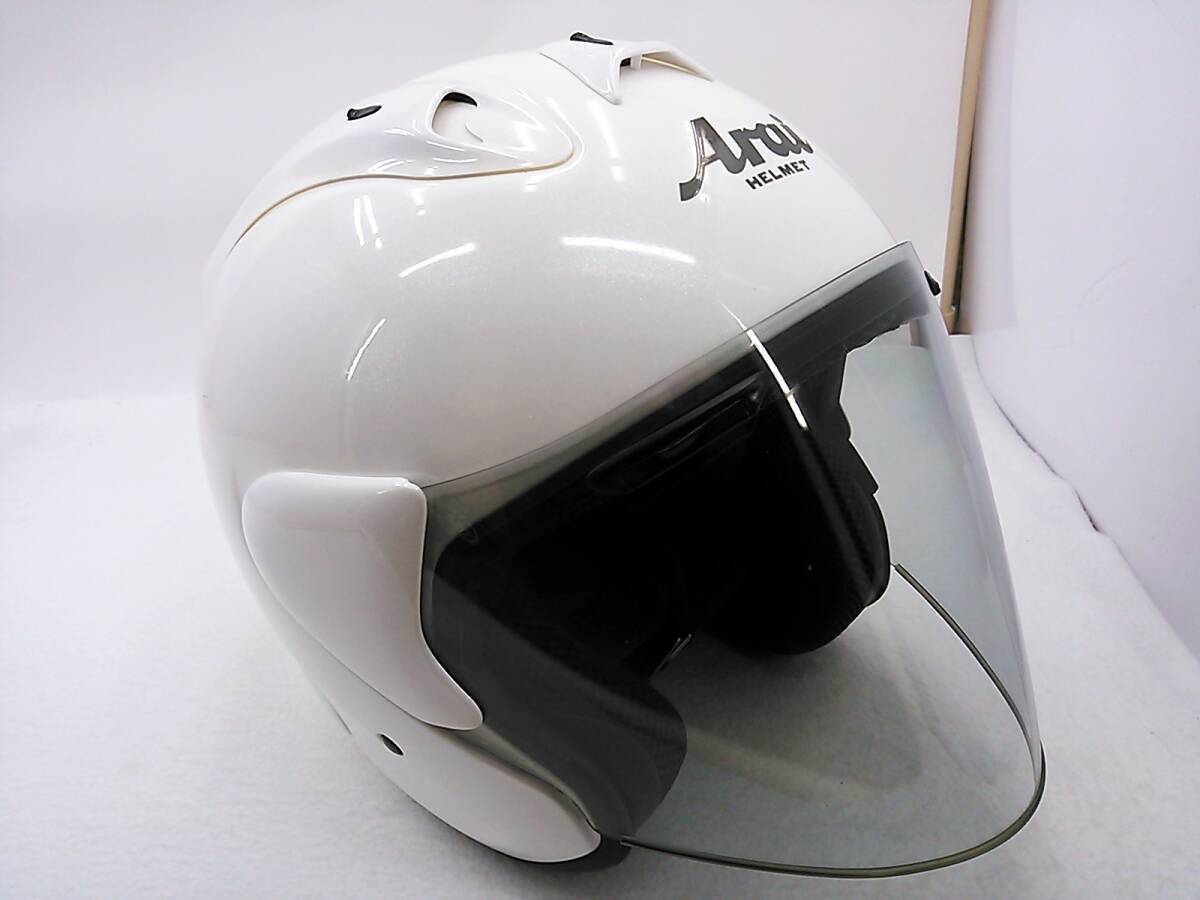 【送料無料】美品 Arai アライ SZ-RamⅢ SZ-Ram3 GLASS WHITE グラスホワイト Lサイズ ジェットヘルメット_画像7