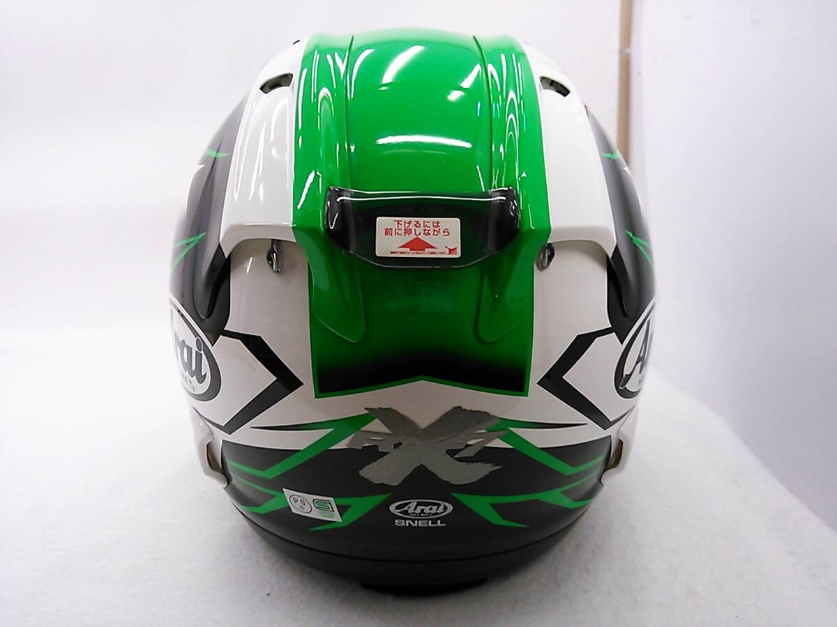 【送料無料】美品 Arai アライ RX-7X GHOST ゴースト グリーン XLサイズ ミラーシールド付き フルフェイスヘルメットの画像4