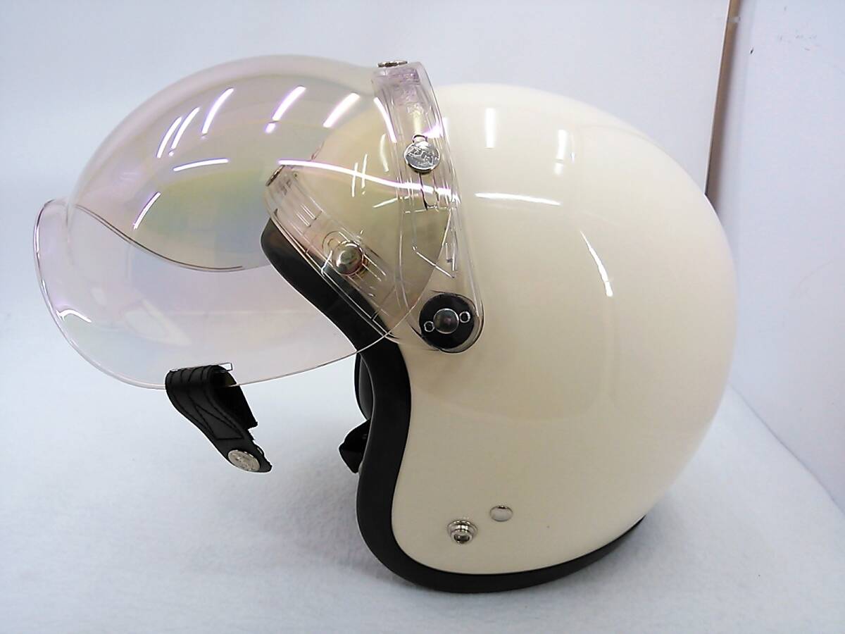 【送料無料】使用極わずか 程度上 復刻モデル BELL ベル 500-TXJ アイボリー Mサイズ バブルシールド付き ジェットヘルメットの画像7