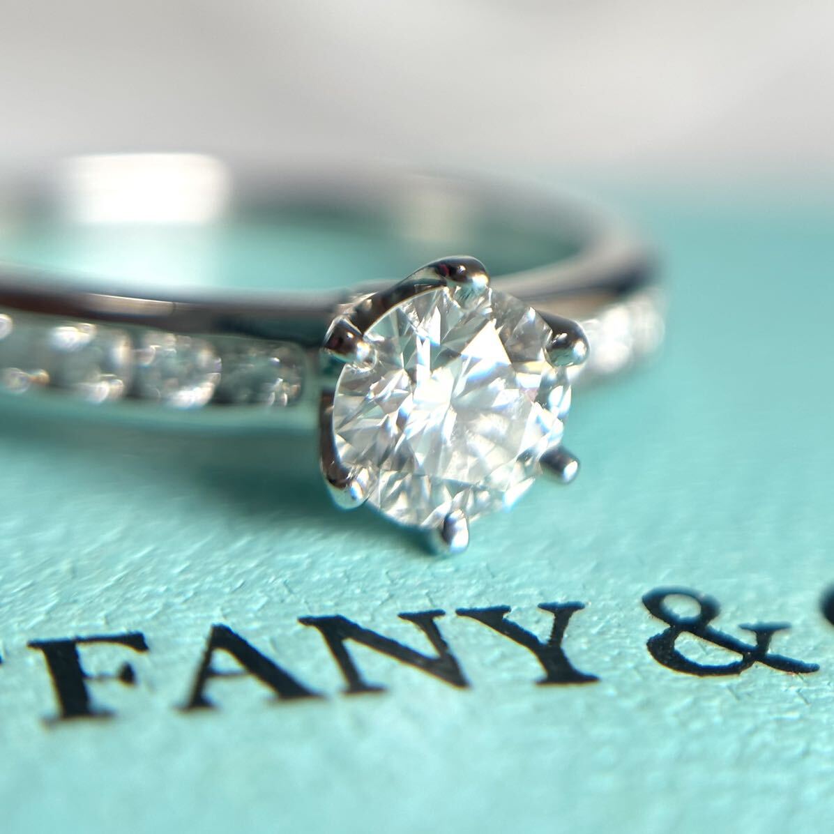 ティファニー TIFFANY&CO. ソリティア ダイヤ 0.45ct H/VS2/EX 10号 リング Pt プラチナ Diamond Ring 【鑑定書付き】 _画像2