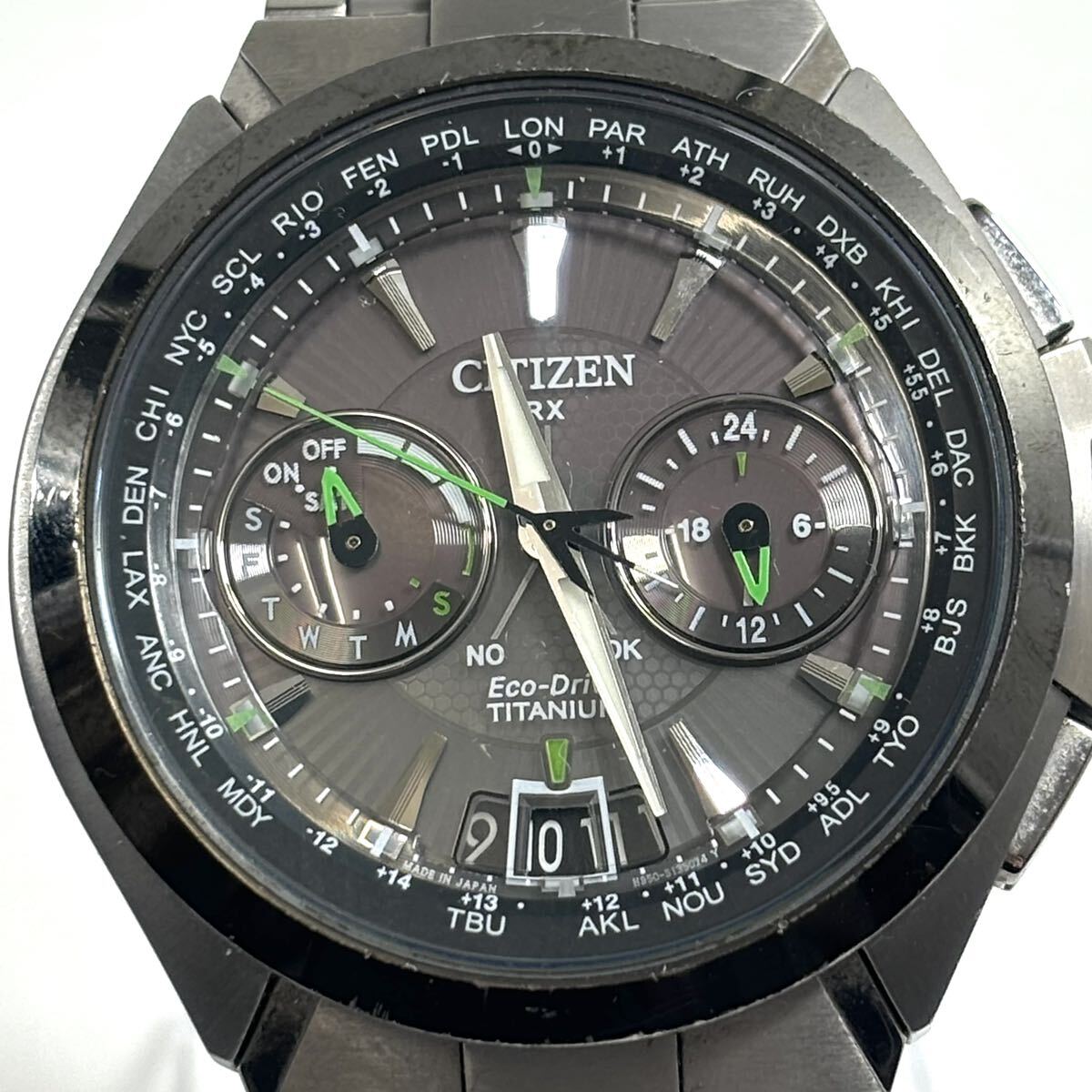 ☆美品☆ CITIZEN アテッサ エコドライブサテライト ウェーブ ソーラー腕時計 CC1086 -50E シチズン 箱付き 現状稼動品 RL_画像1