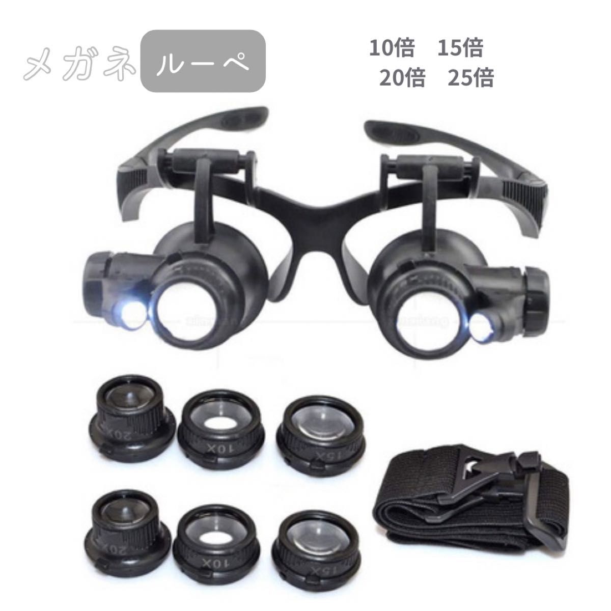 【新商品】　メガネ　ルーペ　メガネルーペ　拡大鏡　メガネ式　見やすい　顕微鏡　 ヘッドルーペ 拡大鏡