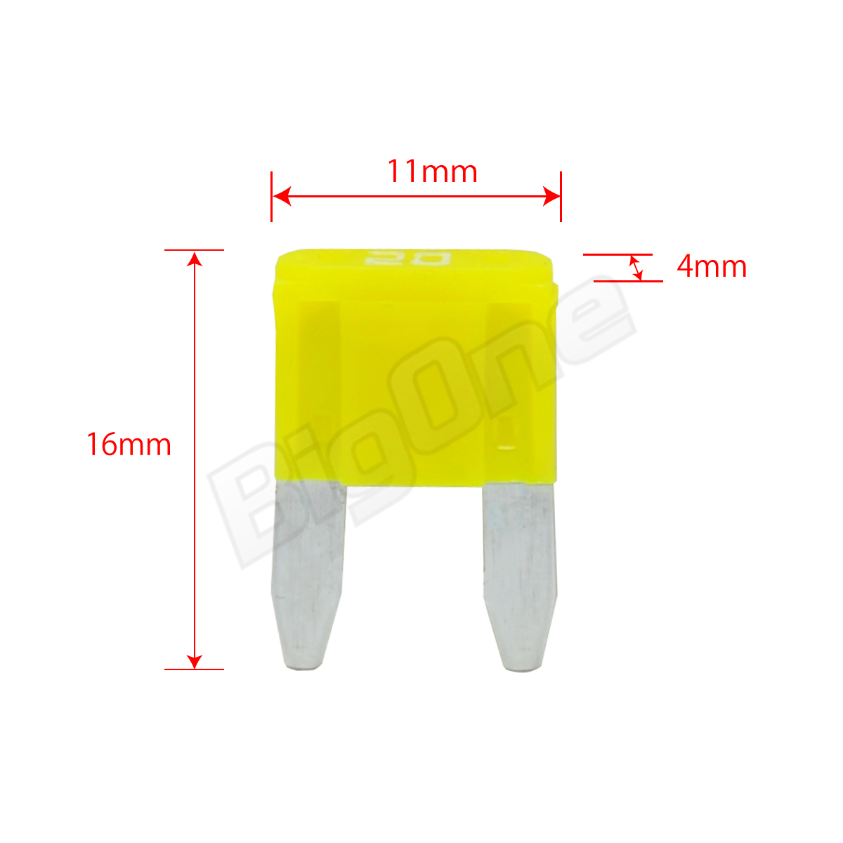 BigOne ミニ 平型 ヒューズ 20A ASP 100個セット DC12V車 DC24V車_画像4